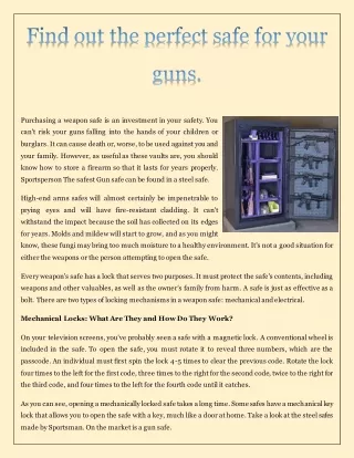 purchasing a weapon safe is an investment in your