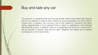 Buy and sale any car