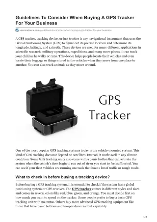 guidelines to consider when buying a gps tracker