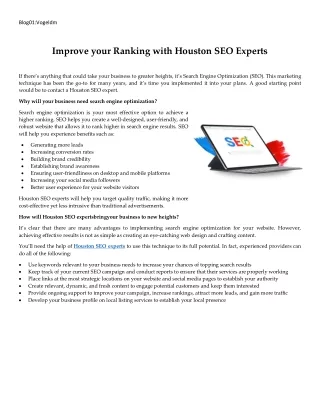 Improve your Ranking with Houston SEO Experts