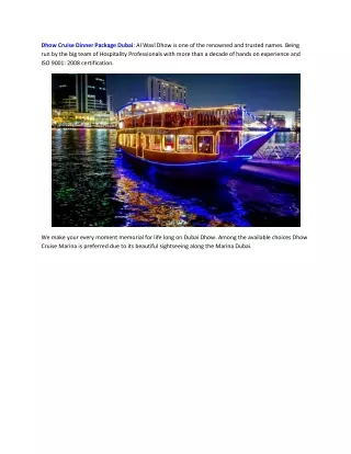 Dhow Cruise Dinner Package Dubai