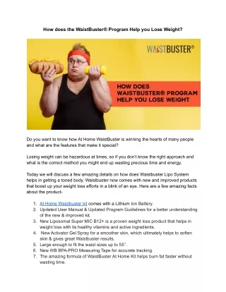 How does WaistBuster® Program Help you Lose Weight