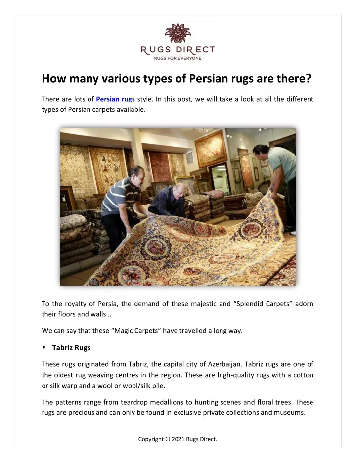 how many various types of persian rugs are there