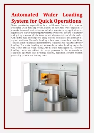 automated wafer loading system for quick