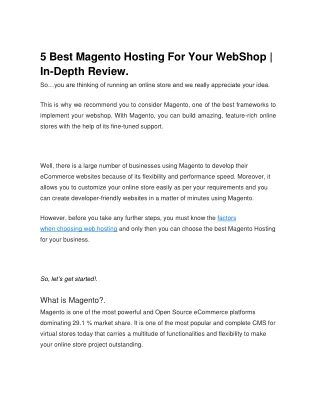 Magento Web Hosting