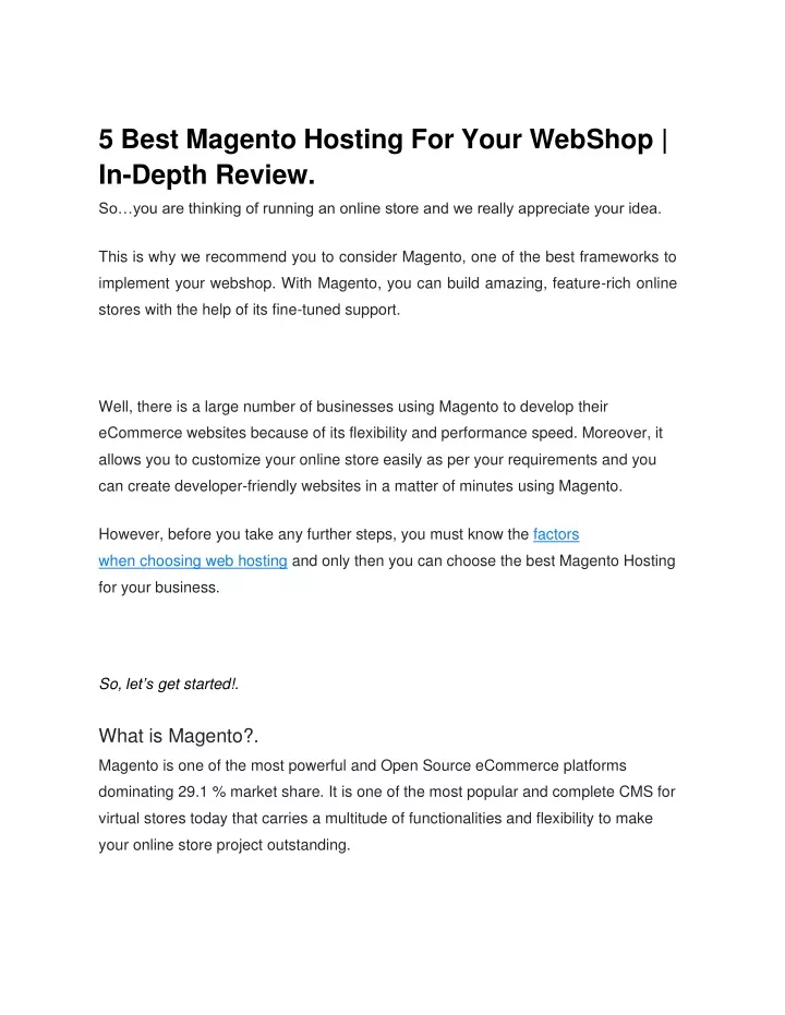 5 best magento hosting for your web shop in depth