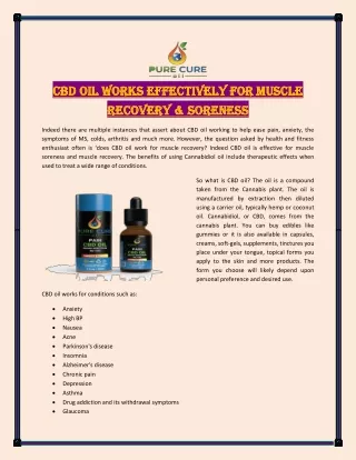 CBD oil works effectively for muscle recovery & soreness