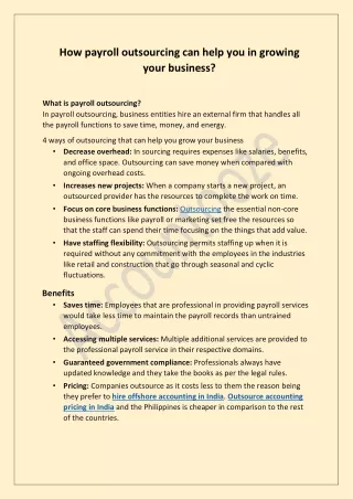 how payroll outsourcing can help you in growing