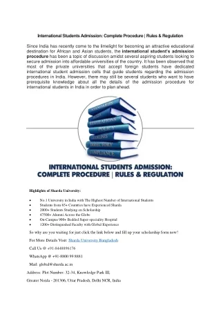 International Students Admission Complete Procedure  Rules & Regulation