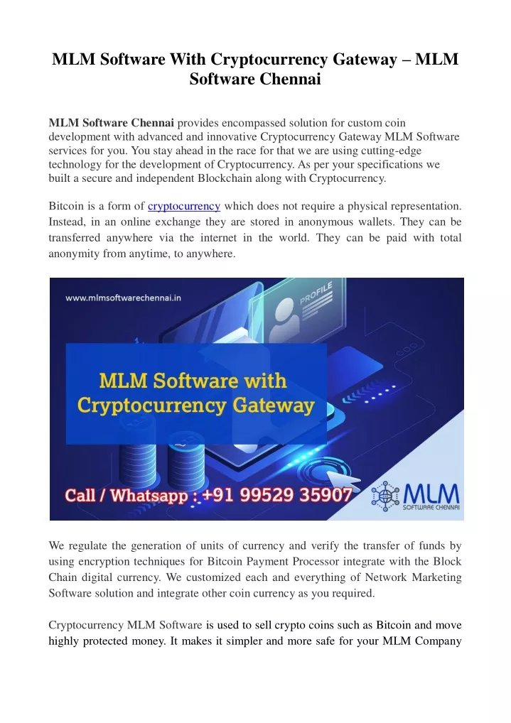 mlm software with cryptocurrency gateway