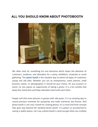 ALL YOU SHOULD KNOW ABOUT PHOTOBOOTH