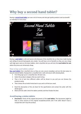 Why to buy a second hand tablet