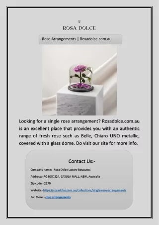 Rose Arrangements | Rosadolce.com.au