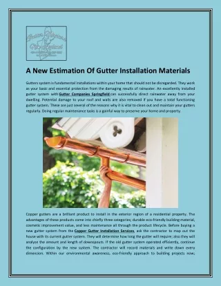 a new estimation of gutter installation materials