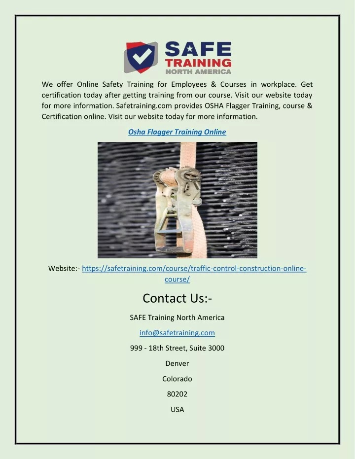 we offer online safety training for employees