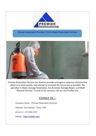 Premier Restoration Services | Fire & Water Restoration Services