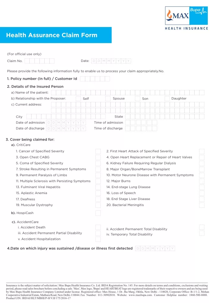 health assurance claim form