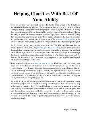 Helping Charities With Best Of Your Ability