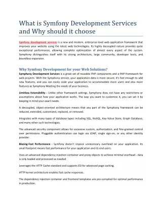 What is Symfony Development Services and Why should it choose