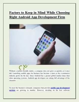 factors to keep in mind while choosing right