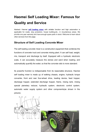 haomei self loading mixer famous for