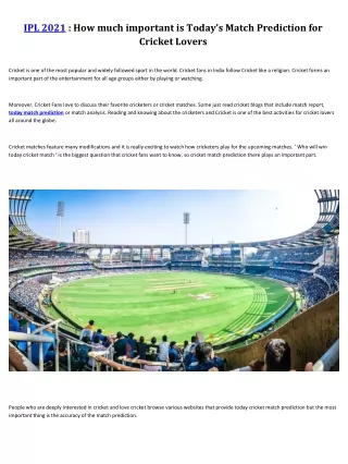 ipl 2021 how much important is today s match