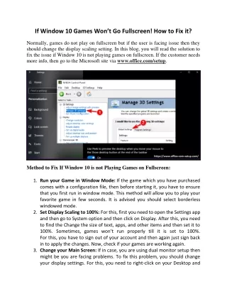 if window 10 games won t go fullscreen