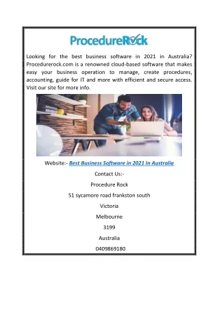 Best Business Software in 2021 in Australia | Procedurerock.com