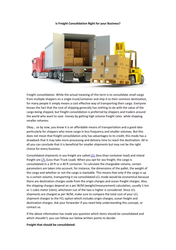 is freight consolidation right for your business