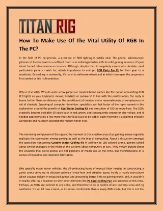 How To Make Use Of The Vital Utility Of RGB In The PC?