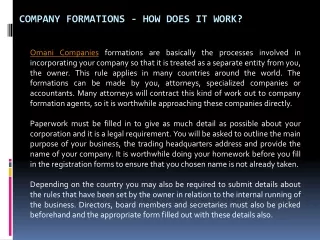 company formations how does it work