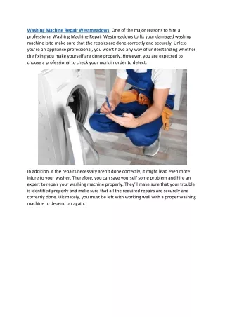 Washing Machine Repair Westmeadows