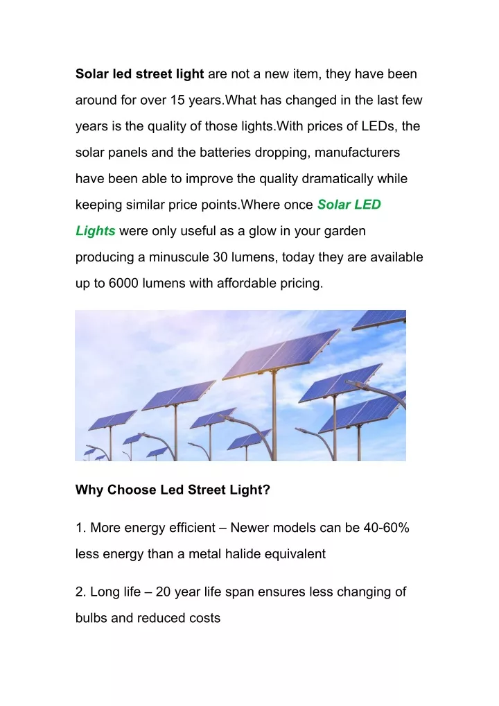 solar led street light are not a new item they