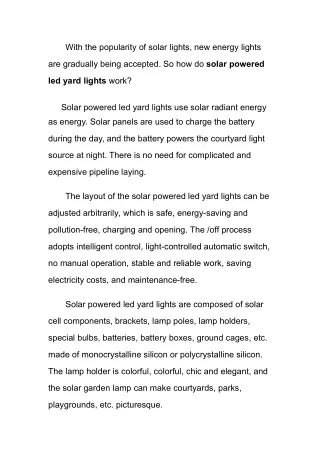 with the popularity of solar lights new energy