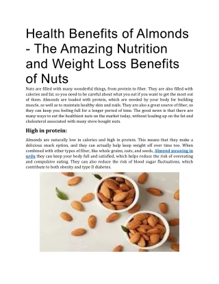 The Amazing Nutrition and Weight Loss Benefits of almonds
