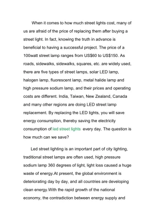 when it comes to how much street lights cost many