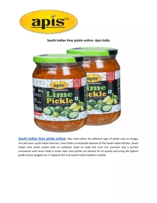 South Indian lime pickle online - Apis India