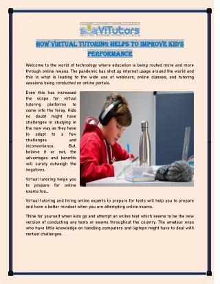 How virtual tutoring helps to improve kid’s performance