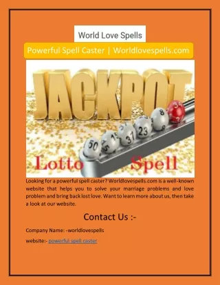 Powerful Spell Caster | Worldlovespells.com