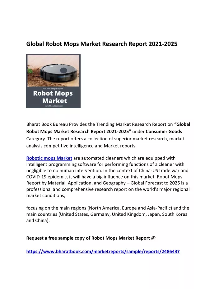 PPT Global Robot Mops Market Forecast 20212025 PowerPoint