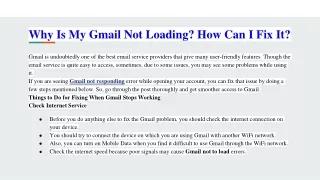 Why is my Gmail Account Not Working?