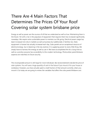 ELEMENTS THAT INFLUENCE THE SOLAR PANELS BRISBANE COST