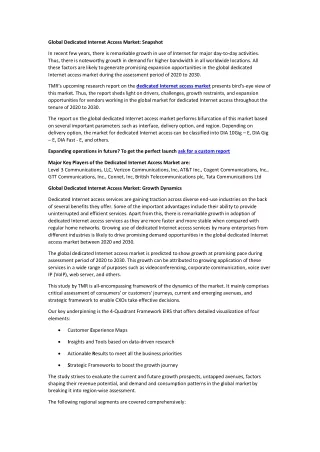 global dedicated internet access market snapshot
