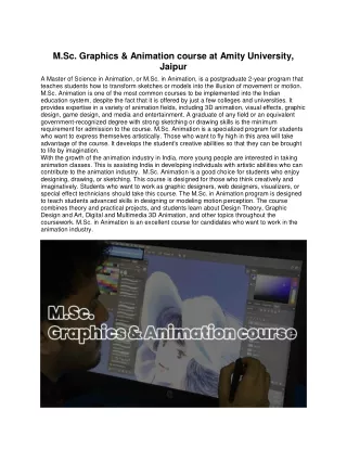 m sc graphics animation course at amity