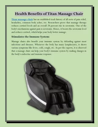 Health Benefits of Titan Massage Chair