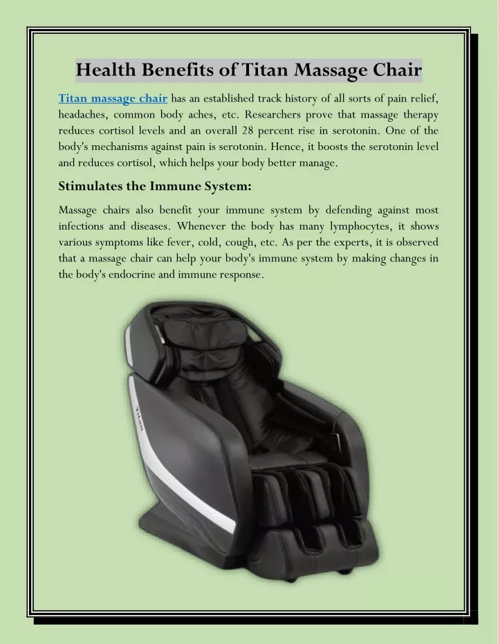 health benefits of titan massage chair