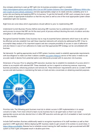 any company planning to soak up erp right into