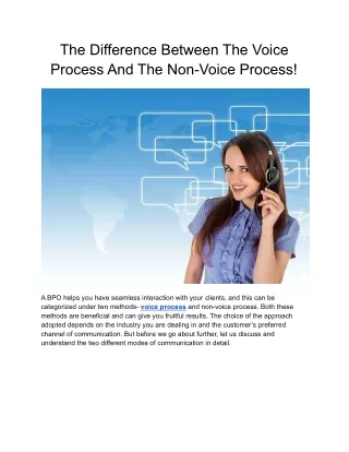 The Difference Between The Voice Process And The Non-Voice Process!