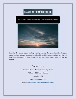 Online Trance Healing Practice Courses | Trancemediumshiponline.com
