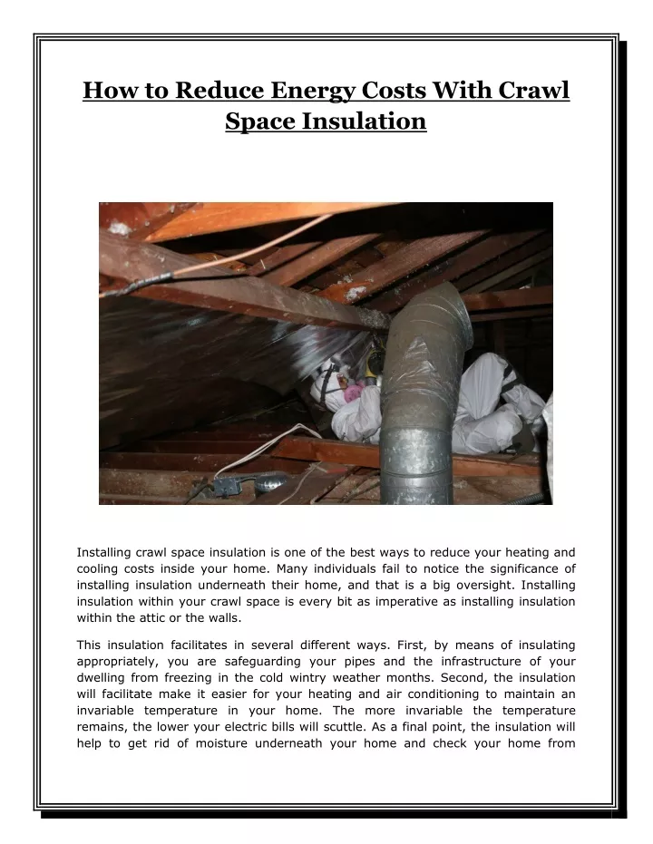 how to reduce energy costs with crawl space